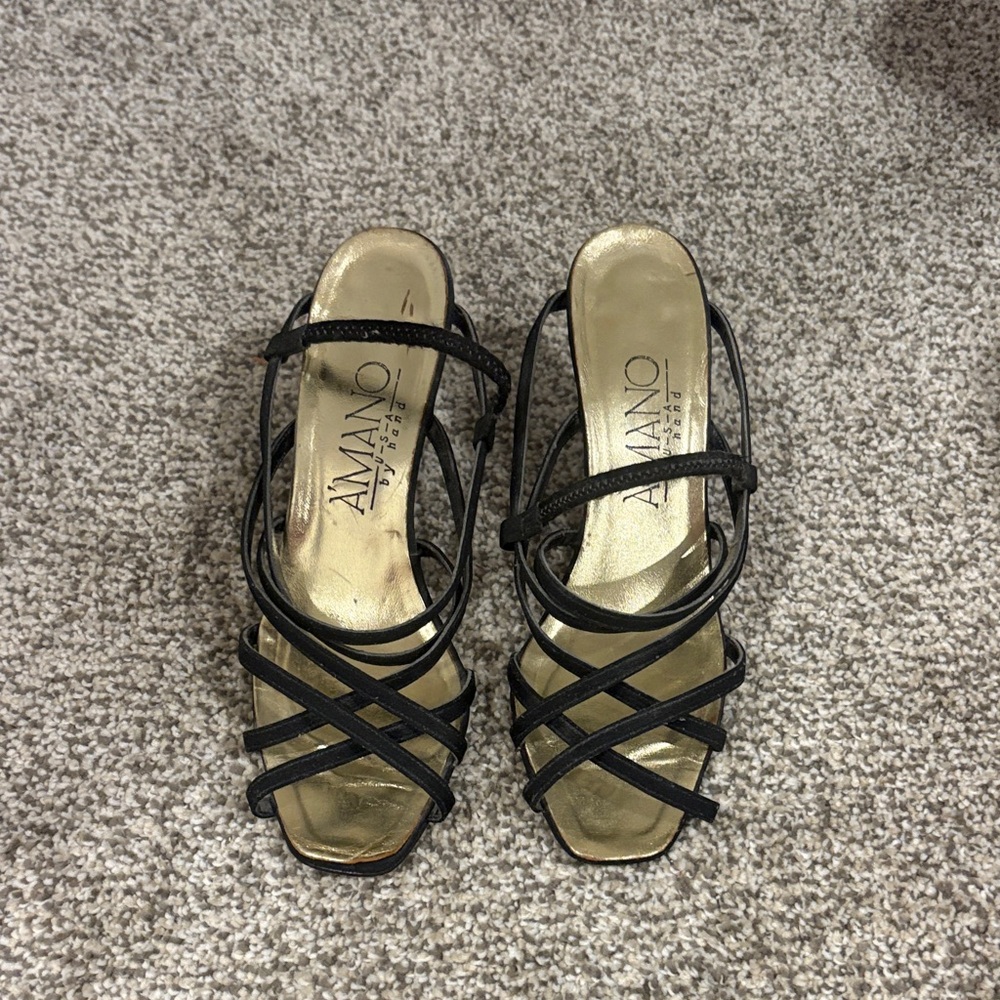 Black and Gold Strappy Heels